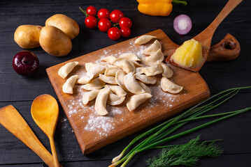 semi-finished products, dumplings with mashed potatoes
