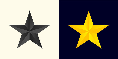 Golden and black star. Stars rating icon or symbol. Vector, 2023