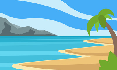 Fototapeta na wymiar Palm tree on the beach landscape background