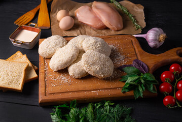 semi-finished products, chicken fillet cutlets