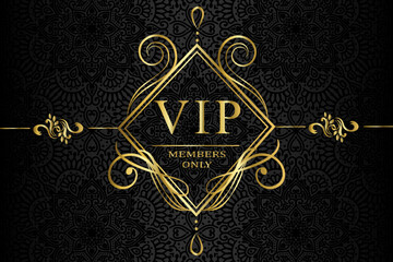 luxury gold and black premium vip card for club members only, christmas background with golden star