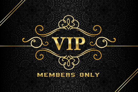 luxury gold and black premium vip card for club members only, background with golden ornament