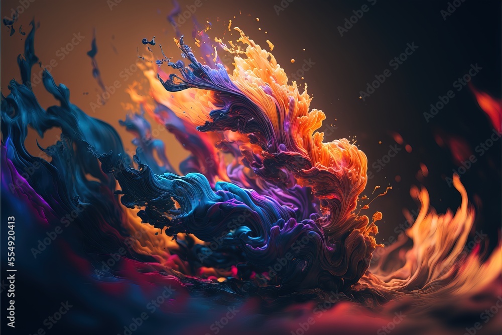 Poster a colorful liquid swirl on a black background with a black background and a black background with a 