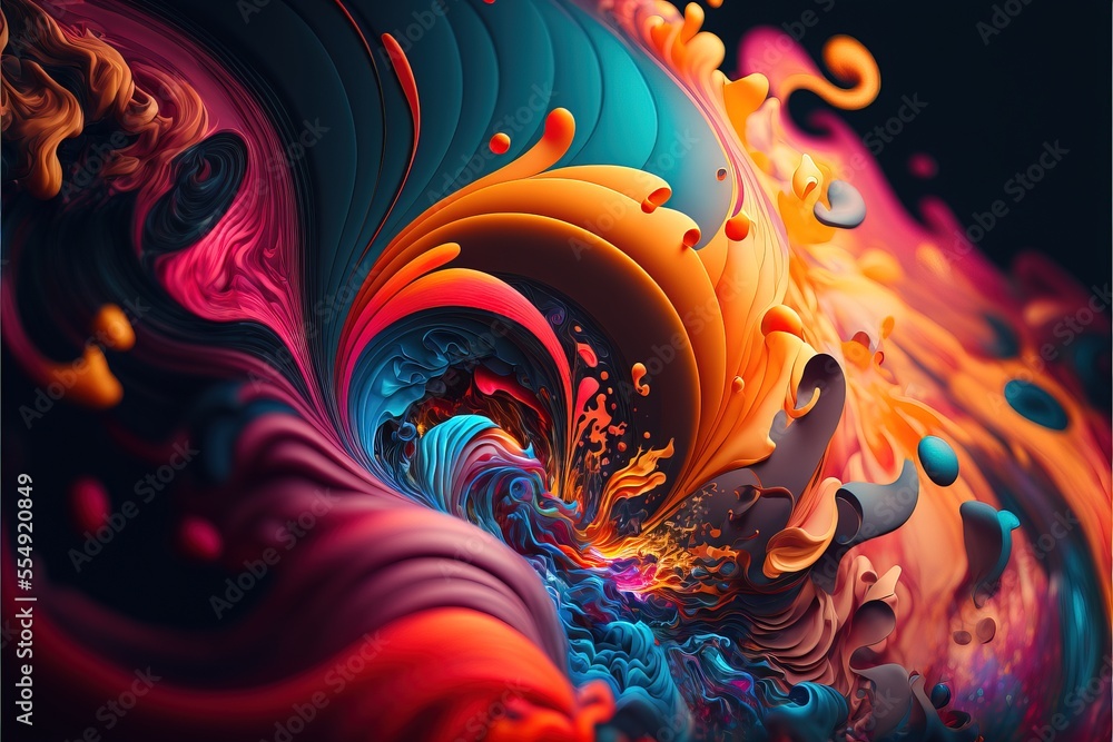 Aufkleber a colorful abstract painting with a black background and a black background with a red. generative a