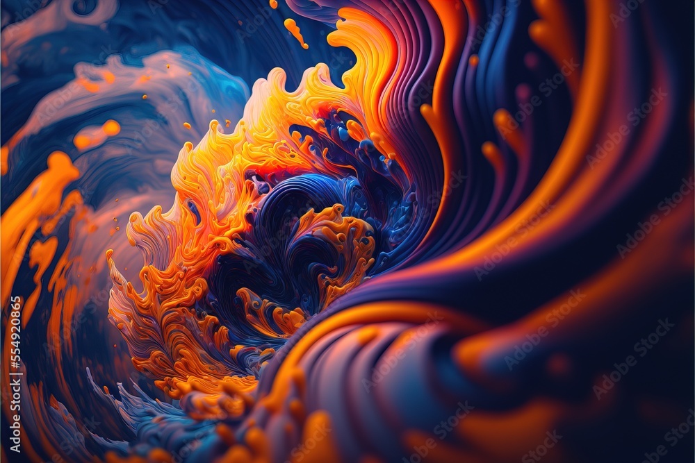 Poster a colorful abstract background with a swirly design in blue. generative ai