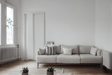 Modern and Scandinavian style living room interior  with a couch 
