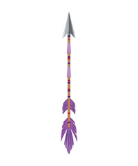 Vector of colorful arrow. African and Native American arrow with feather.
