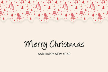 Greeting card with Christmas trees and wishes. Vector
