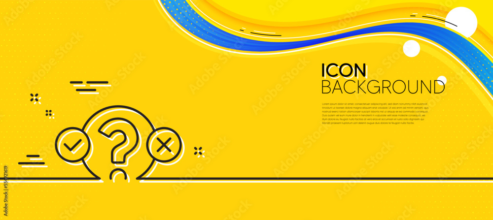 Poster quiz test line icon. abstract yellow background. select answer sign. business interview symbol. mini