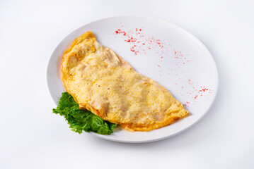 egg omelet on a white background