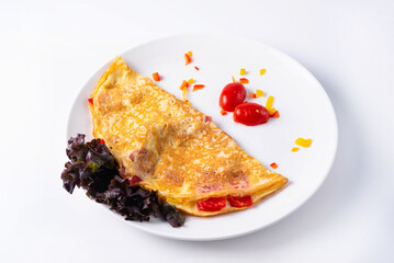 egg omelet on a white background