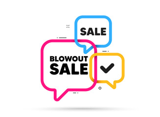 Blowout sale tag. Ribbon bubble chat banner. Discount offer coupon. Special offer price sign. Advertising discounts symbol. Blowout sale adhesive tag. Promo banner. Vector - obrazy, fototapety, plakaty