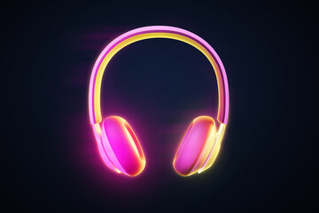 Headphones 3d illustration on dark background