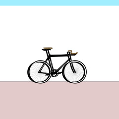Race/Fix bicycle resting on a white wall illustration vector