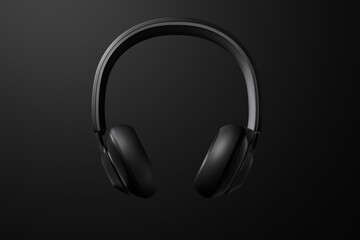 Fototapeta na wymiar Headphones 3d illustration on black background