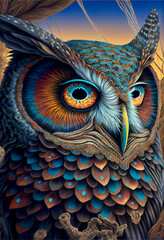 Generative AI abstract render of an owl