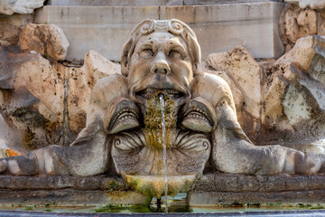 Fototapeta na wymiar Fountain of the Pantheon sculptures, Rome, Italy