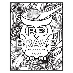 Coloring Book Page With Flower And Qoute Vector Art