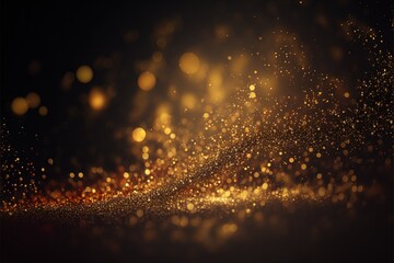 Blurred gold defocused lights and glitter abstract Generative AI background with copy space for celebration 