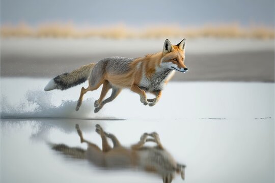 red fox vulpes Generative AI photo with copy space