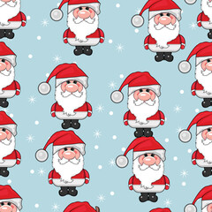 Cute Christmas seamless pattern with cute  santa