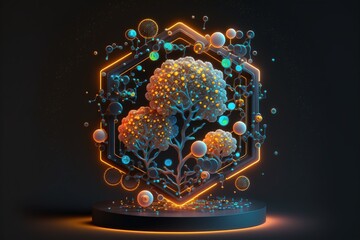abstract illuminated molecule Generative AI, AI, Generative  