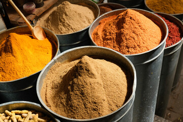 Fes, Morocco Exotic spices for sale in the medina.