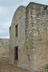 Early 18th century limestone block and mud wall construction of the Alamo