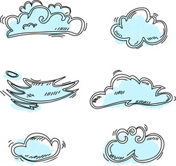 set of clouds of various shapes