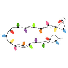 Christmas lights string isolated on white background