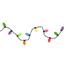 Christmas lights string isolated on white background