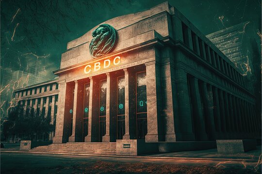 Digital bank emitting CBDC, Central Bank Digital Currency, used as a means of payment, issued and backed by a central bank, such as the Federal Reserve in the United States or the Bank of Japan.