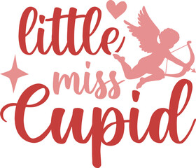 Little miss Cupid -valentine's day SVG, Vector Design, valentine's day SVG File, valentine's day Shirt SVG, valentine's day mug SVG, Retro valentine's day SVG
