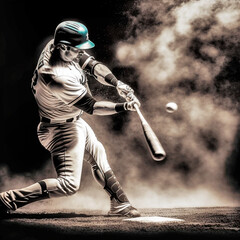 Action Shot Baseball, made by AI, k&uuml;nstliche Intelligenz, AI Art