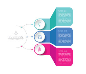 Connecting Steps business Infographic Template with 3 Elements