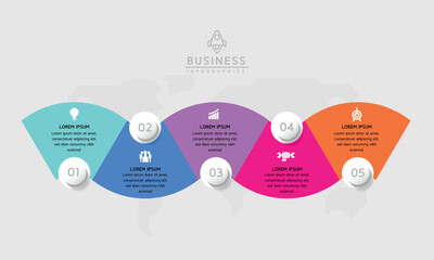 Connecting Steps business Infographic Template with 5 Elements