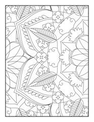 Fototapeta na wymiar Flower Mandala Coloring Page ,Floral Coloring Pages, Coloring Pages