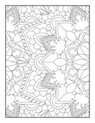 Fototapeta na wymiar Flower Mandala Coloring Page ,Floral Coloring Pages, Coloring Pages