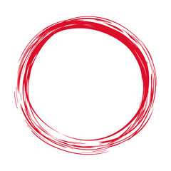 Hand painted red ink circle isolated on white background