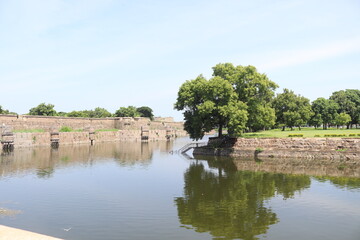 Fototapeta na wymiar View of gardens scattered around vellore fort