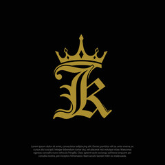Obraz premium Awesome abstract logo of letter KJ or JK logo in crown and old font combining letter, logo design vector, this logo is great for various purposes.