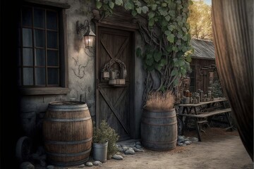 wooden farm Generative AI scene 