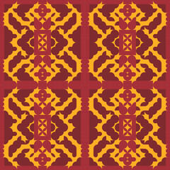 seamless pattern with red ethnic ornamental shapes