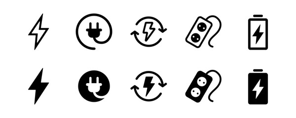 Energy electricity icon set power symbol vector design collection