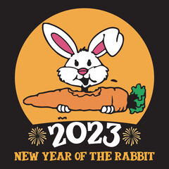 Obraz na płótnie Canvas happy new year 2023 of the rabbit t-shirt design