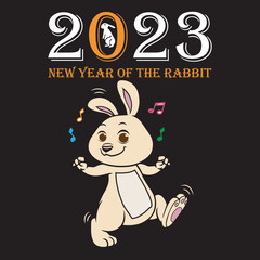happy new year 2023 of the rabbit t-shirt design