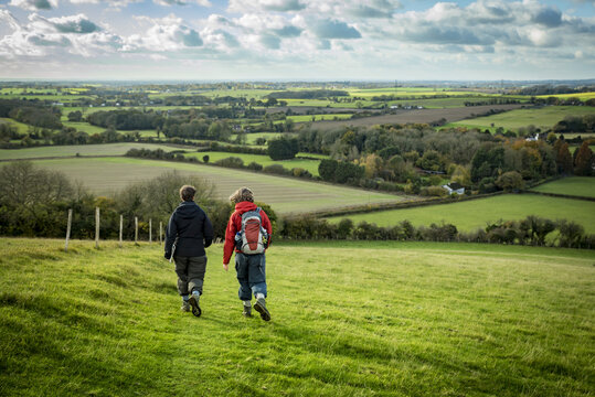Walking on the North Downs Way, Southern England; England