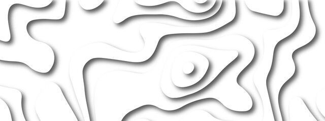 Vector abstract white paper cut banner. White waves decorative papercut design. Modern abstract wavy line 3d paper cut white background. White paper cut white background.