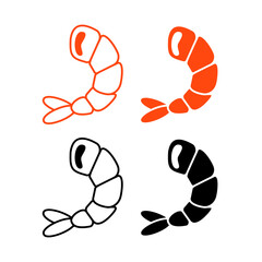 Shrimp, seafood. Vector illustration isolated on white background