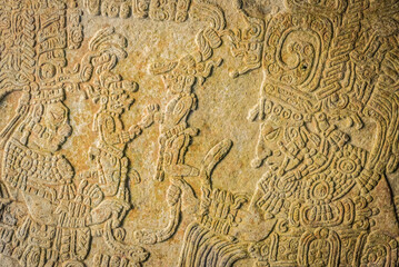 Carved artwork in the ancient Maya city of Yaxchilan; Usumacinta Province, Chiapas, Mexico